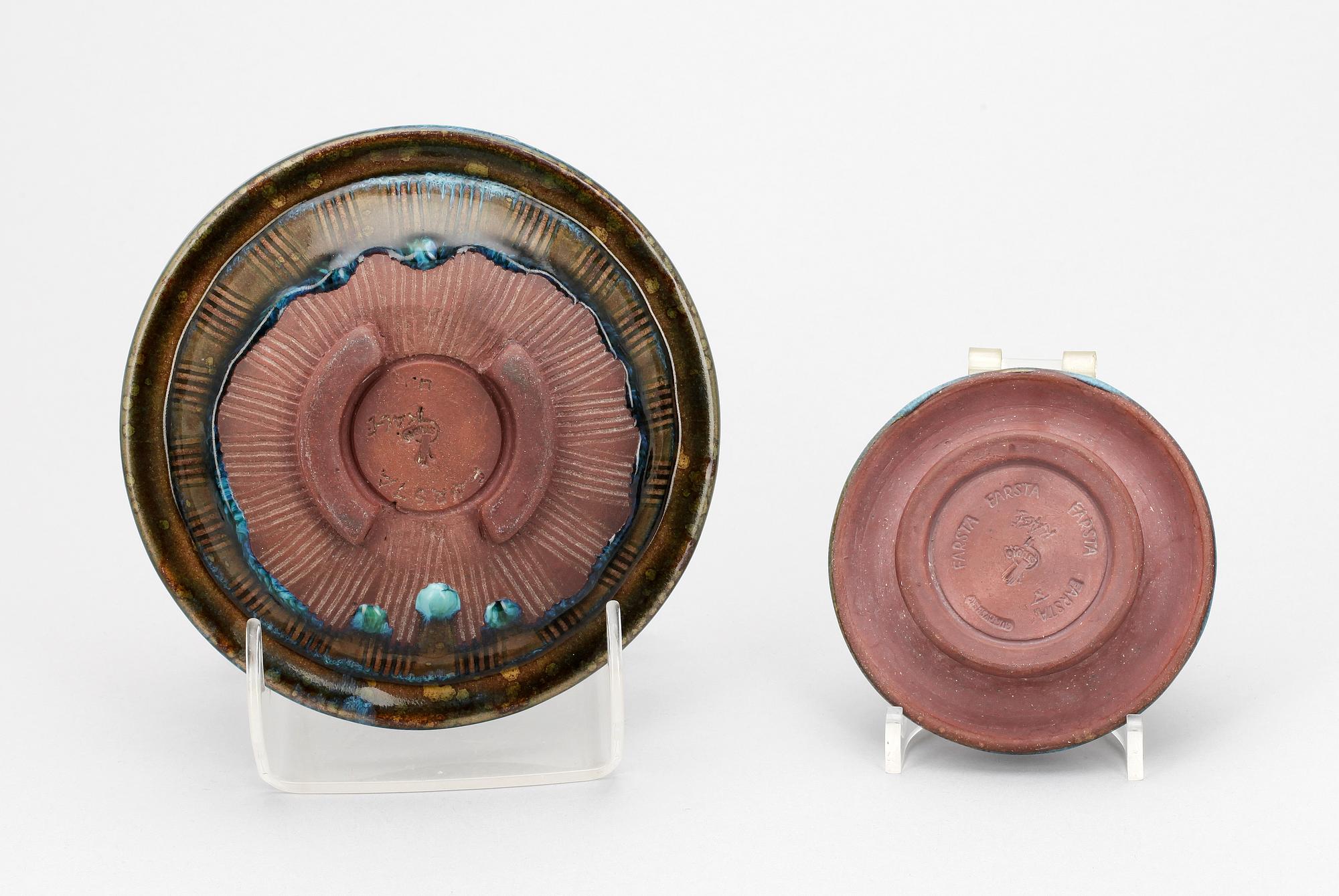 SKÅLAR, 2 st, stengods, "Farsta", Wilhelm Kåge, Gustavsberg.