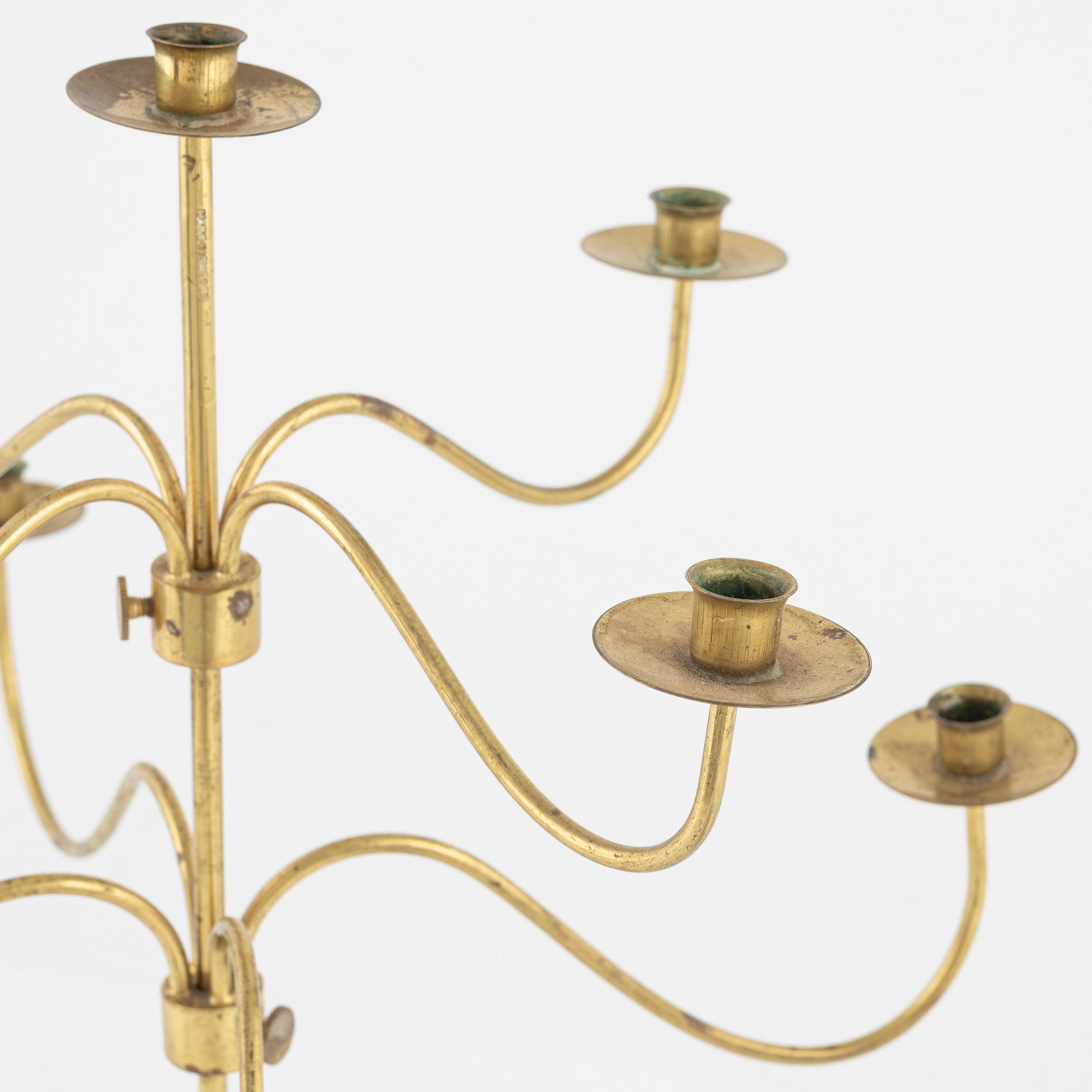 A Swedish brass candelabrum, second half of the 20th Century.