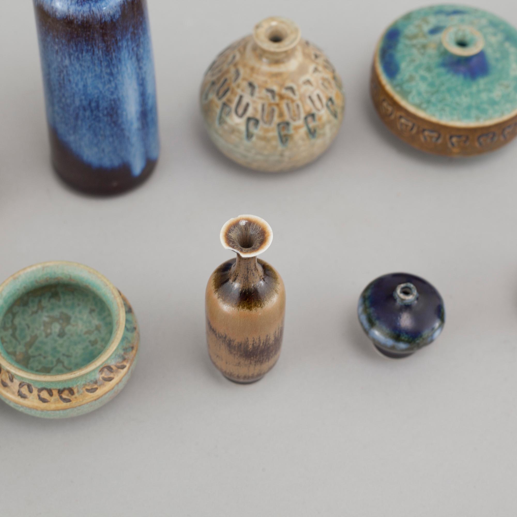 14 miniatures in stoneware, mid 20th century.