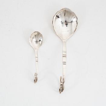 Georg Jensen, two silver spoons, design number 41, Denmark, after 1945.