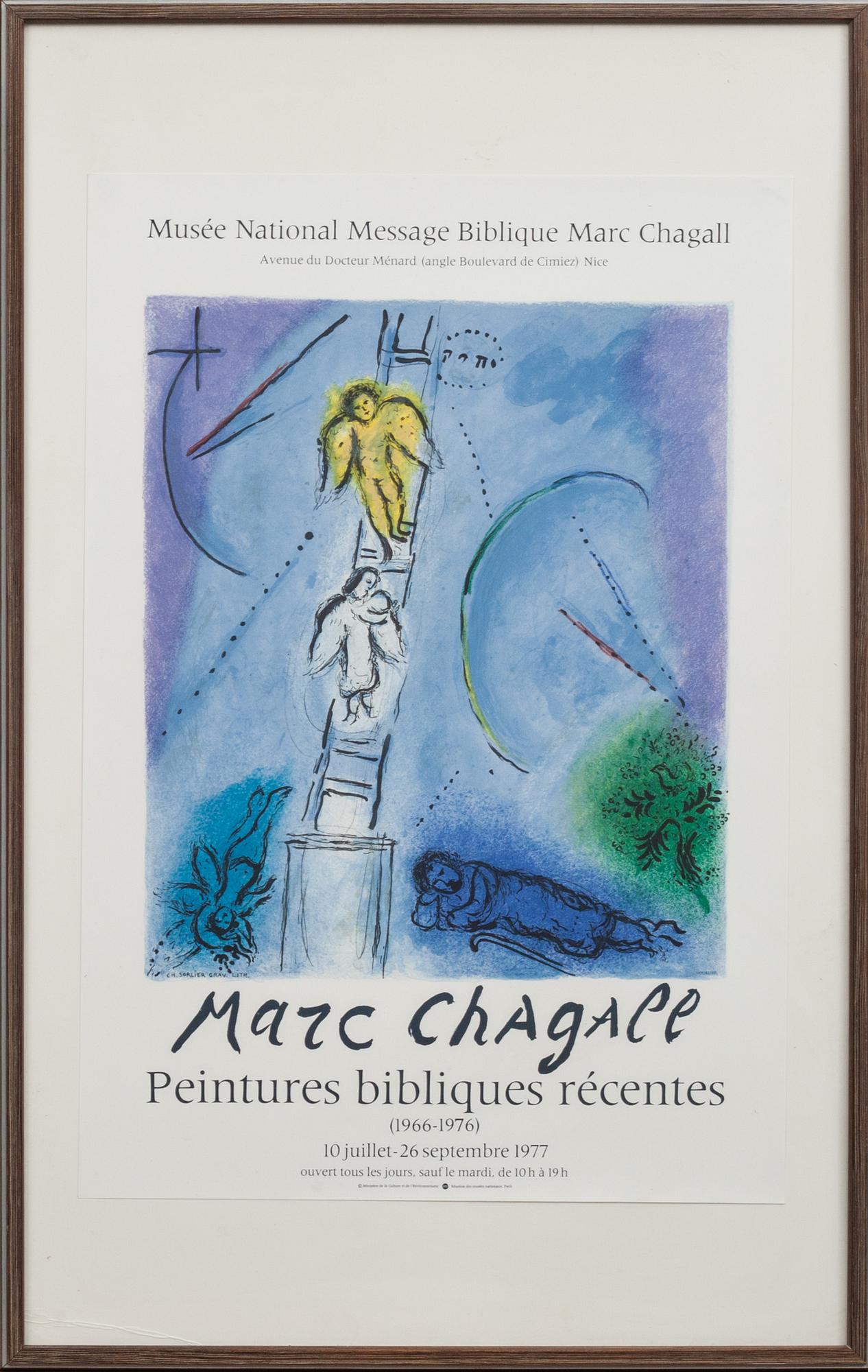 MARC CHAGALL, efter. Utställningsaffisch. Nice 1977.