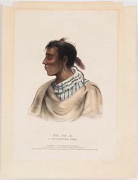 Four hand colored litographs from History of the Indian Tribes of North America 1836-1844.