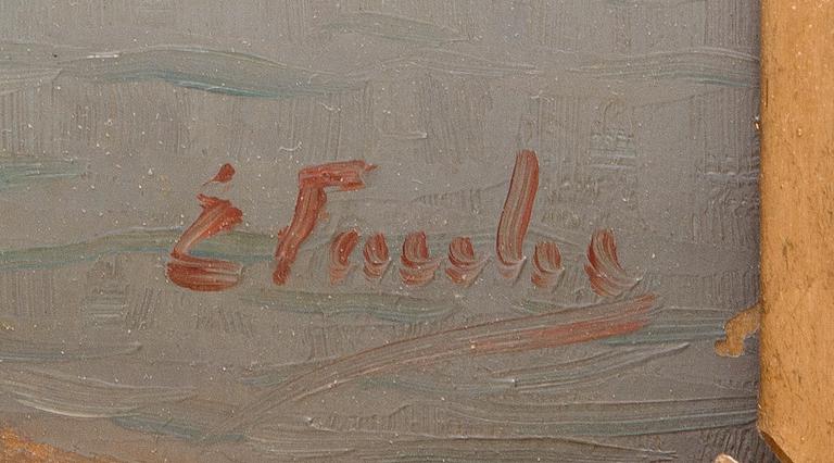 Eugen Taube, olja på pannå, signerad.