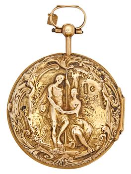 1395. A gold verge pocket watch, Dunant, London 18th century.