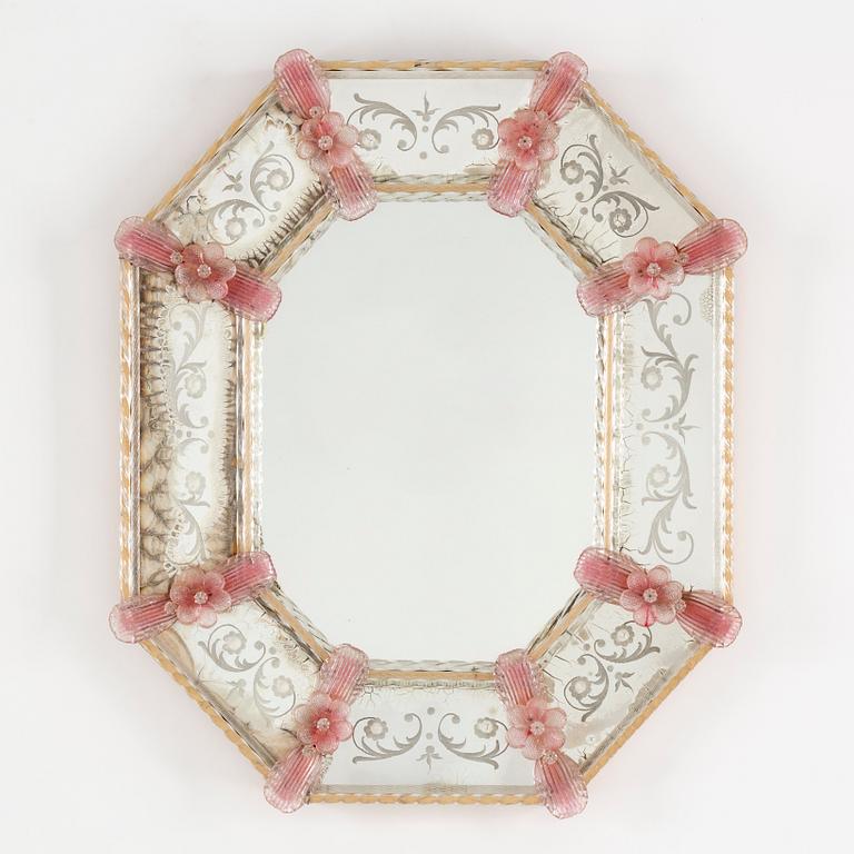 A MIRROR, possibly Murano, Italy. 20th century.