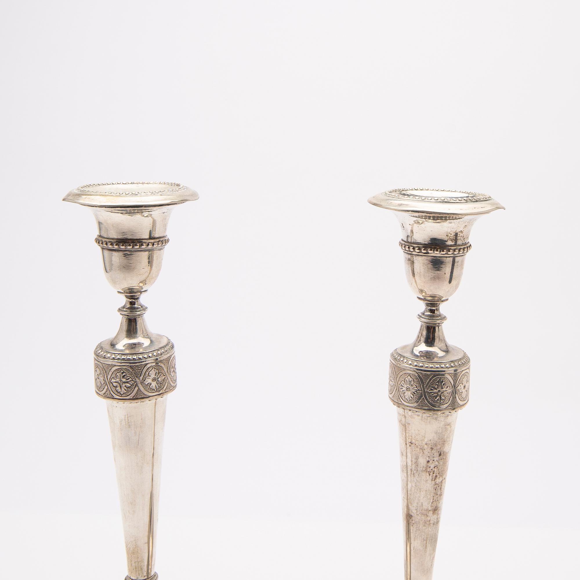 Candelsticks, a pair, silver, Carl Ludvig Berendt, Gdansk (1728-1804), master 1753.