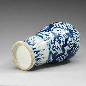 A blue and white Meiping vase, Ming dynasty, 17th Century.