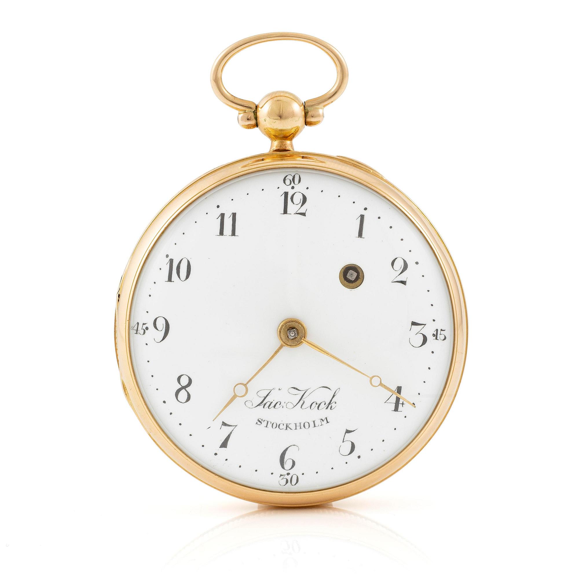 A gold pocket-watch by J. Kock (royal watchmaker, active in Stockholm 1762-1803).