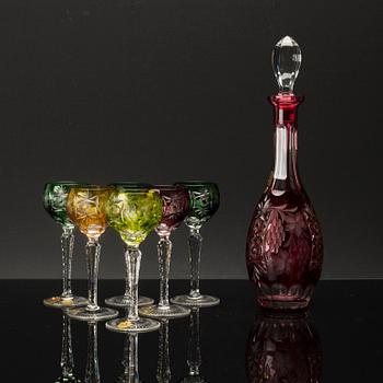 A set of nine glasses and a decanter, Germany later part of the 20th century.