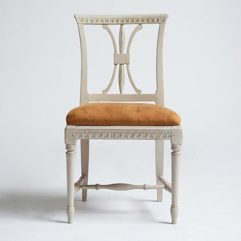 A set of eight Late gustavian chairs from Gotland around year 1800.