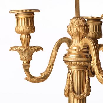 BOUILLOTTELAMPA, för tre ljus, Frankrike 1800-tal, Louis XVI-stil.