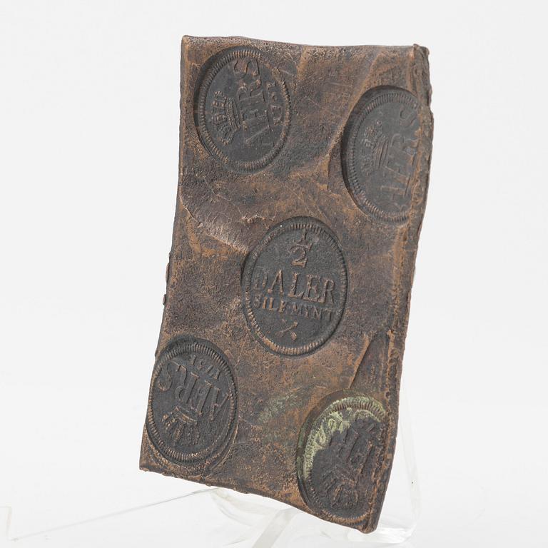 Plåtmynt, Adolf Fredrik, 1/2 daler silvermynt, 1751, Avesta.