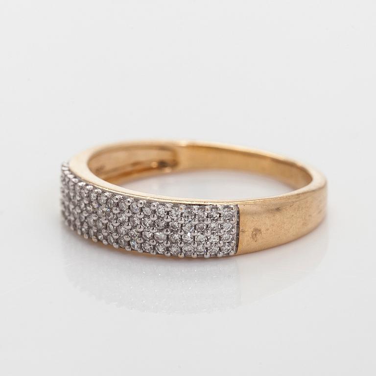 Ring, åttkantslipade diamanter, 14K guld.