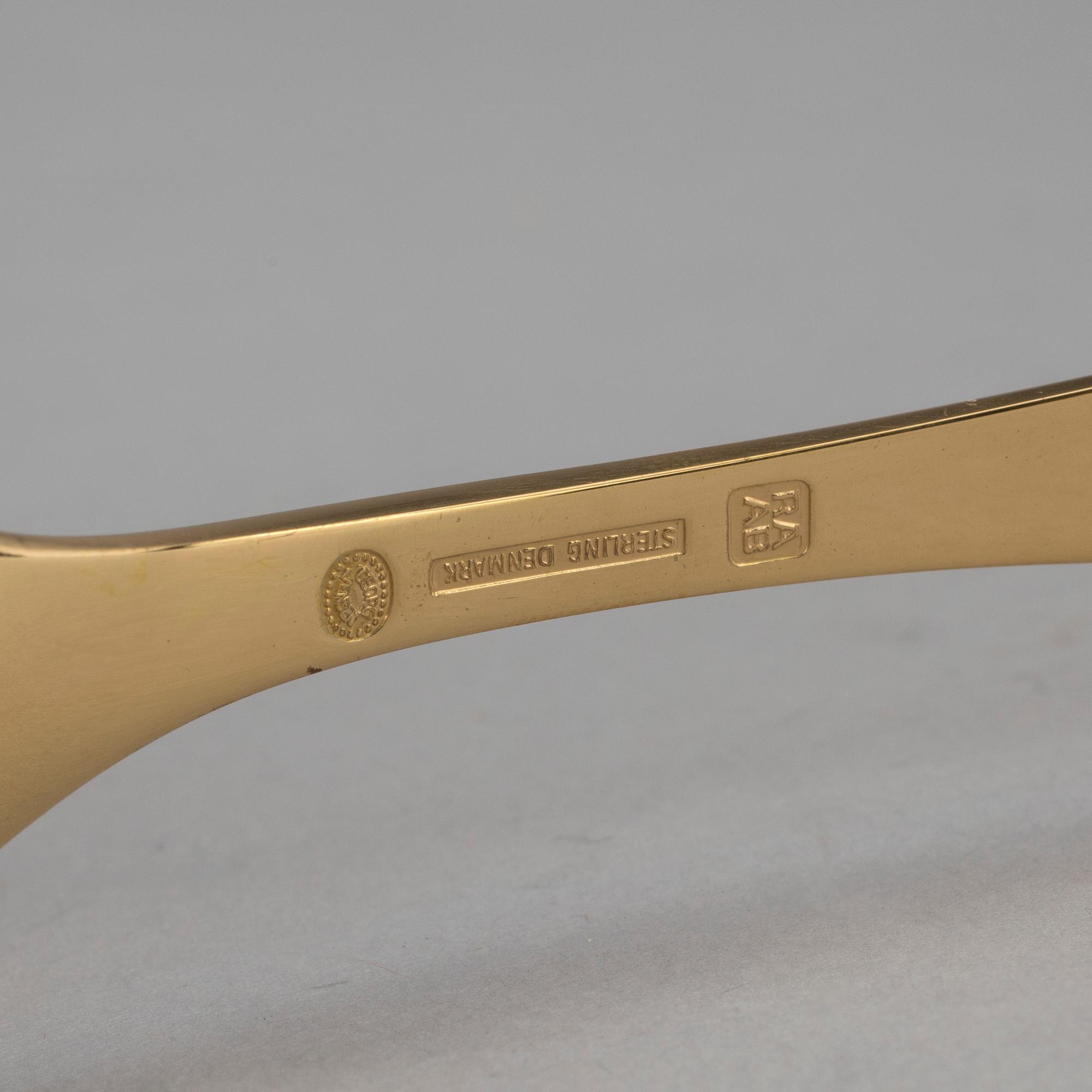 ÅRSSKEDAR, 10 st, förgyllt sterlingsilver, Georg Jensen, 1970/80-tal.