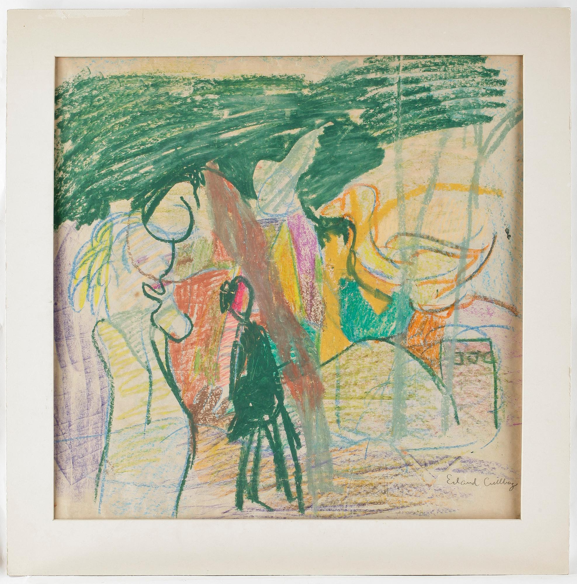 ERLAND CULLBERG, pastell, signerad.