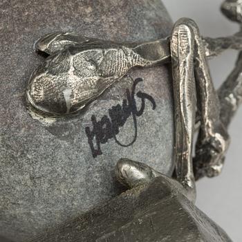HENRY GUSTAFSSON, skulptur, sten och tenn, signerad.