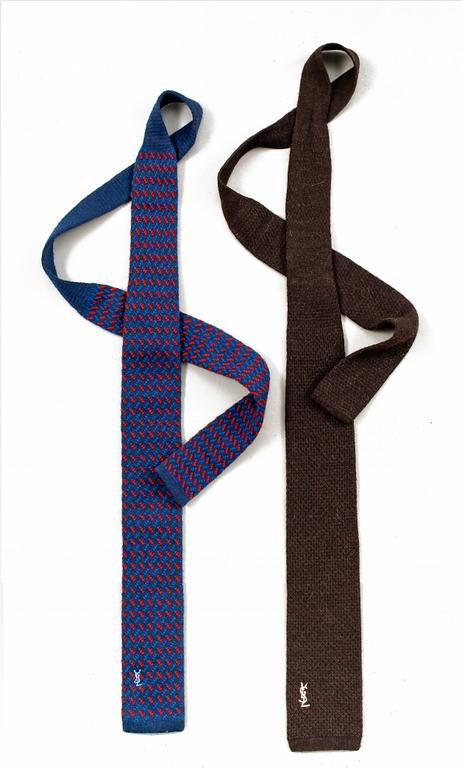 A set of two knitted ties by Yves Saint Laurent.