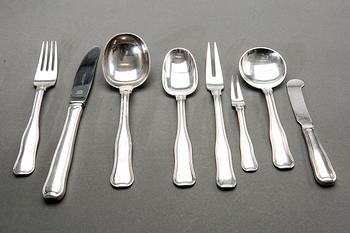 HARALD NIELSEN, a set of 35 pieces of "Old Danish" sterling and stainless steel flatware, Georg Jensen, Copenhagen.