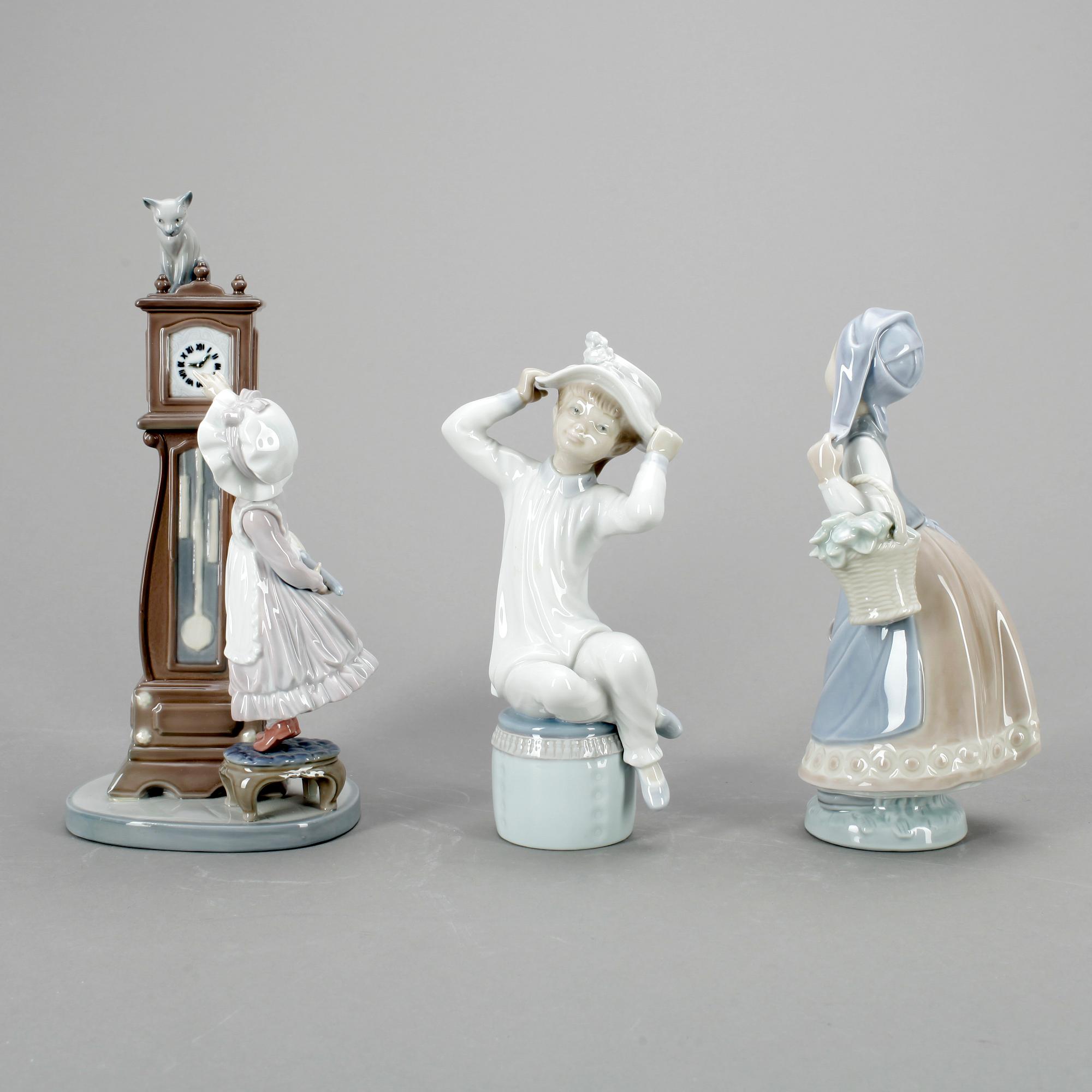 FIGURINER, 3 st, porslin, Lladro, Spanien, 1900-talets andra hälft.
