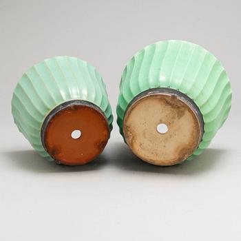 EWALD DAHLSKOG, two flower pots, "Tellus", Bo Fajans, probably 1940s.