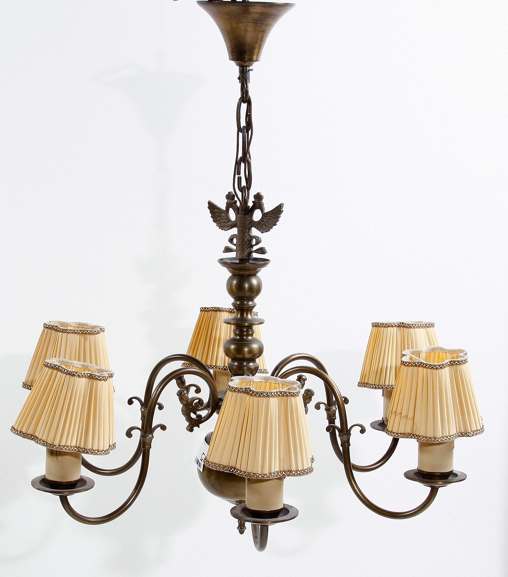 LJUSKRONA, 6 ljusarmar. Mässing. Barockstil, 1900-tal.