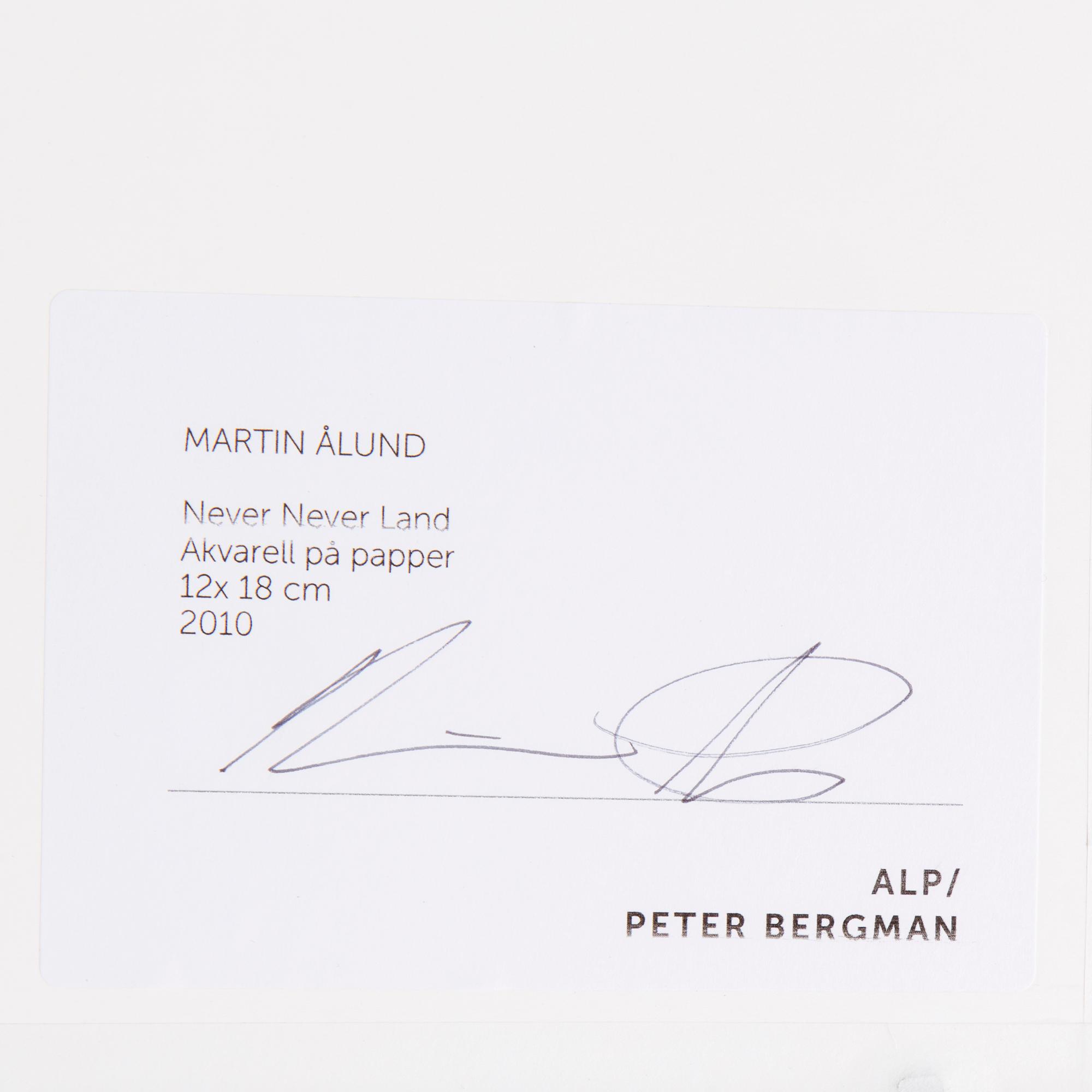 MARTIN ÅLUND,  akvarell på papper, 2010, signerad på etikett a tergo.