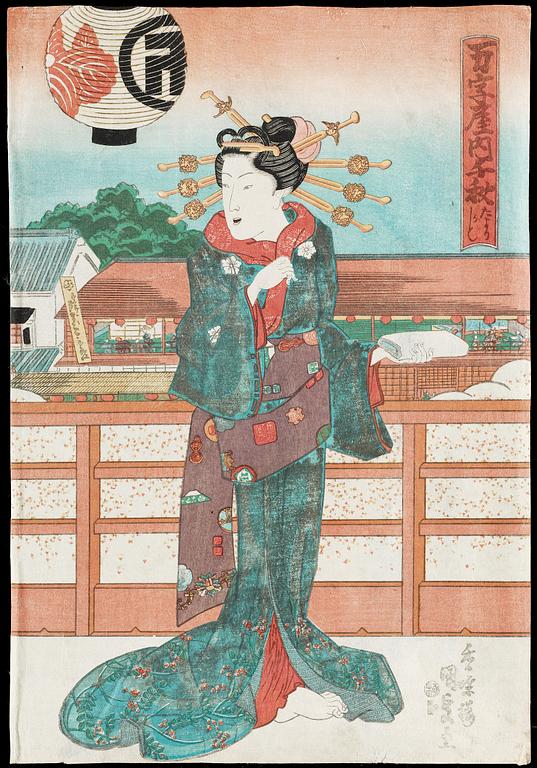 UTAGAWA KUNISADA (TOYOKUNI III),  träsnitt., Japan, 1800/1900-tal.