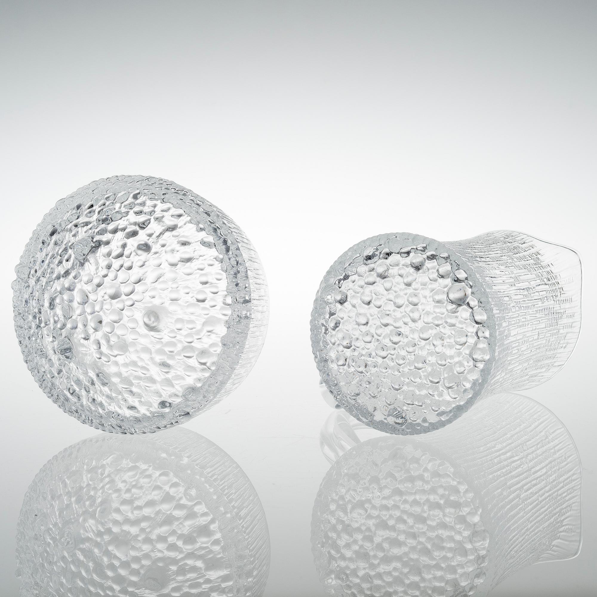 TAPIO WIRKKALA KANNA OCH SKÅL av glas, "Ultima Thule", Iittala.