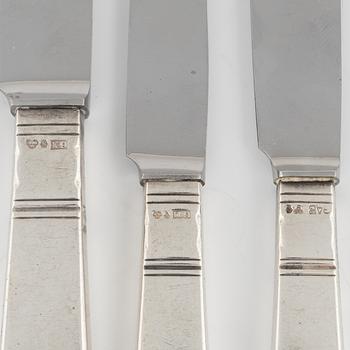 Jacob Ängman, 42 pieces of silver cutlery, 'Rosenholm', GAB, Stockholm/Eskilstuna, 1956-69.