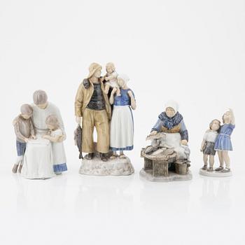 Four porcelain figurines, Bing & Grøndahl, Denmark.