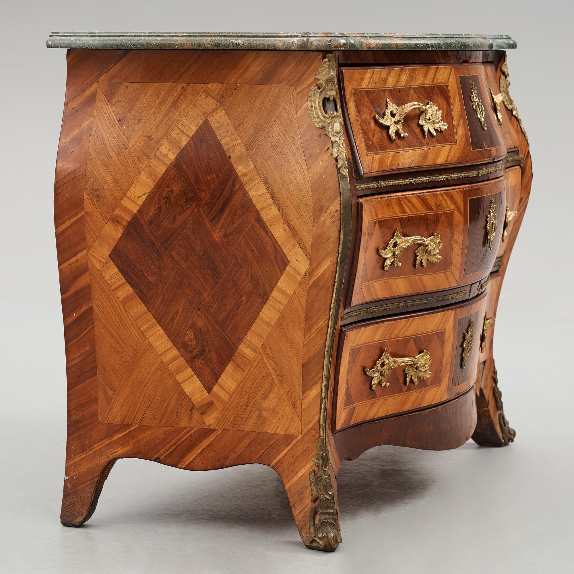 A Swedish Rococo 18th century commode presumably by Gustaf Foltiern (master in Stockholm 1771-1804).