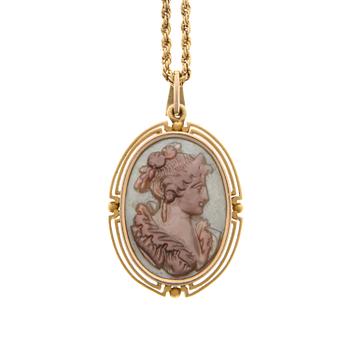 A PENDANT, cameo, 14K gold.