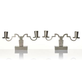 Nils Fougstedt, a pair of pewter candelabra model "A 1047", Firma Svenskt Tenn, Stockholm 1932.