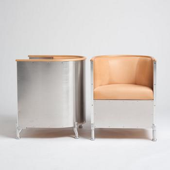 Mats Theselius, a pair of 'Aluminium' easy chairs, Källemo, Sweden, post 1990.