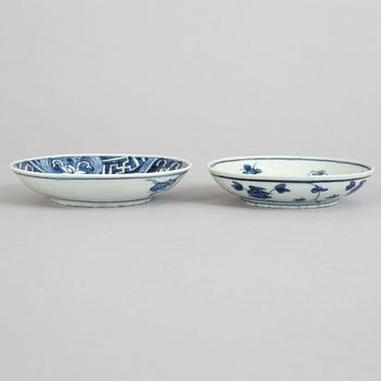 Two blue and white dishes, Ming dynasty (1368-1644).