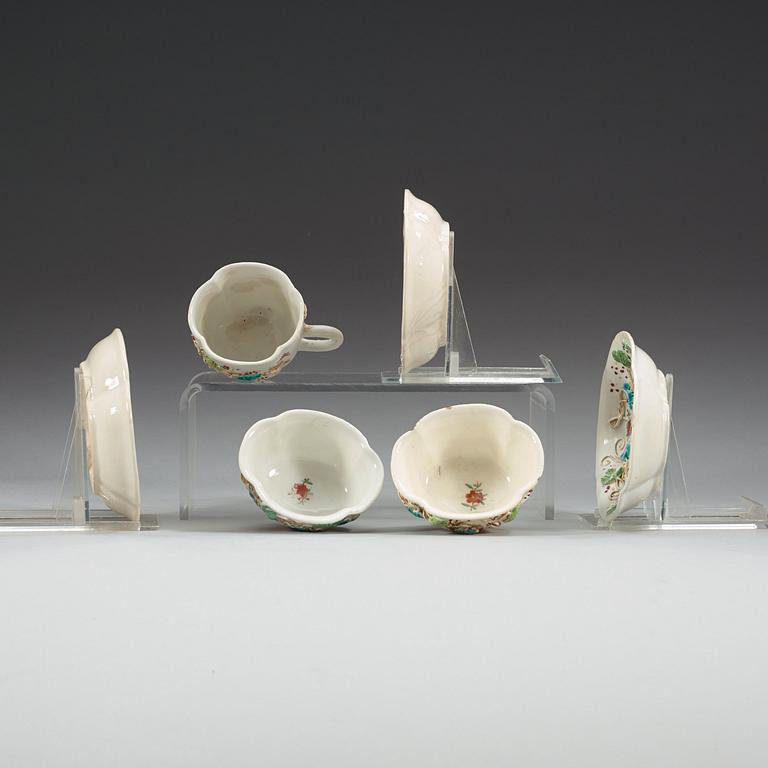 Three famille rose cups with saucers, Qing dynasty, Qianlong (1736-95).