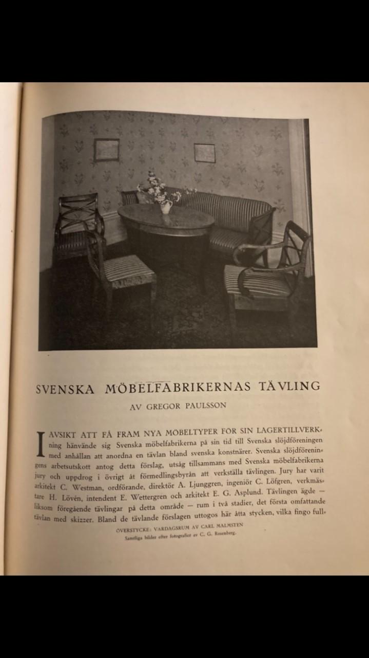 Carl Malmsten, karmstolar, ett par, Swedish Grace, Svenska Möbelfabrikerna Bodafors, 1920-tal.