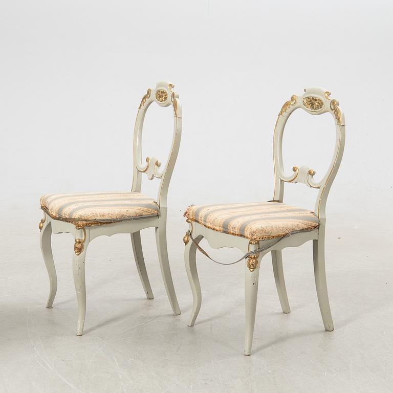 Chairs, a pair, and a table, new Rococo/new Renaissance around 1900.
