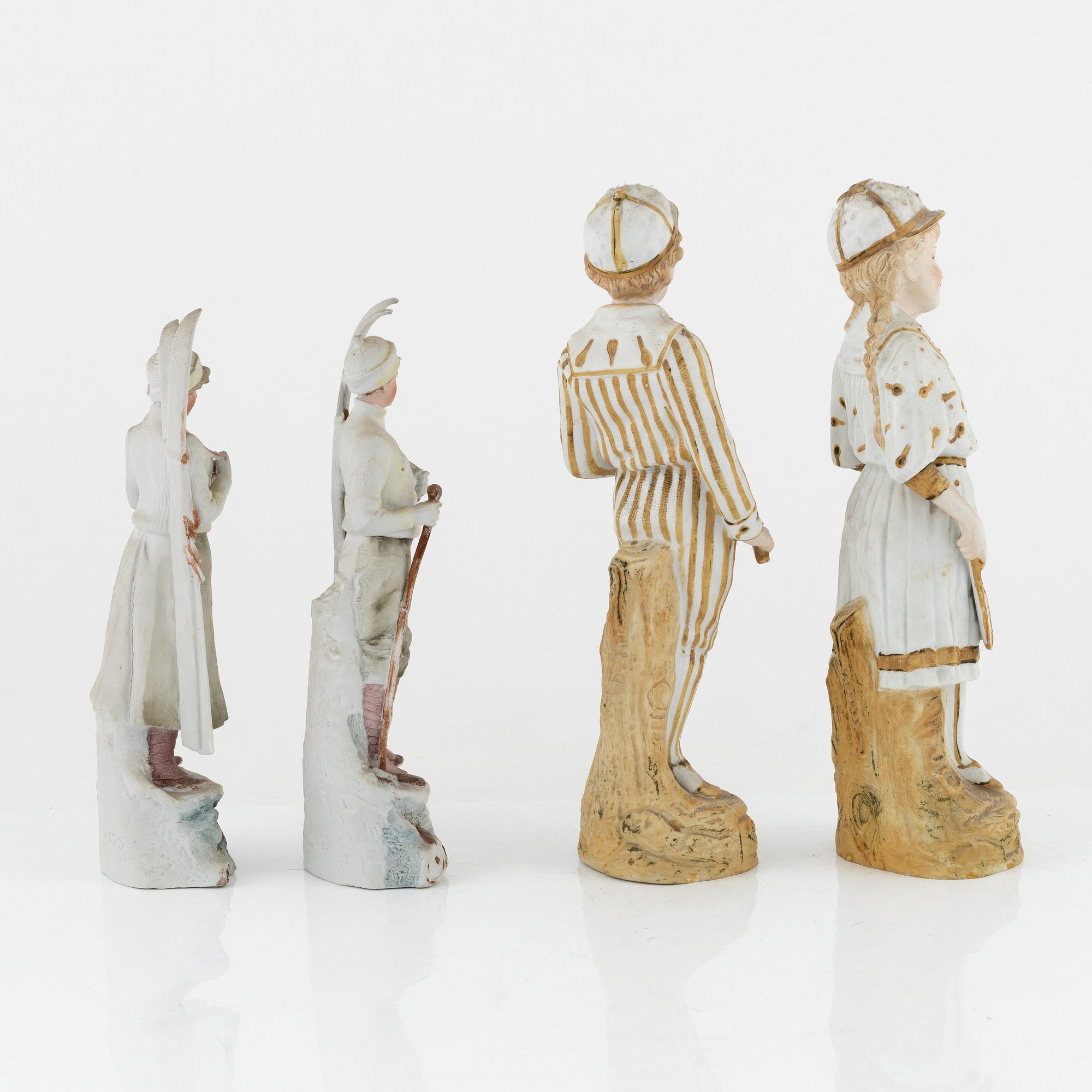 Two pair biskvi figurines, 1900's.