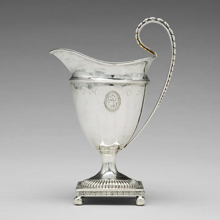 A Swedish 18th century parcel-gilt silver cream-jug, mark of Anders Dunderberg, Gavle 1795.