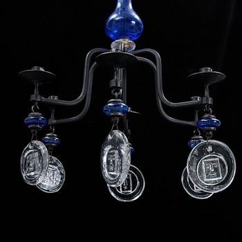 Erik Höglund, chandelier, glass and iron, second half of the 20th century.
