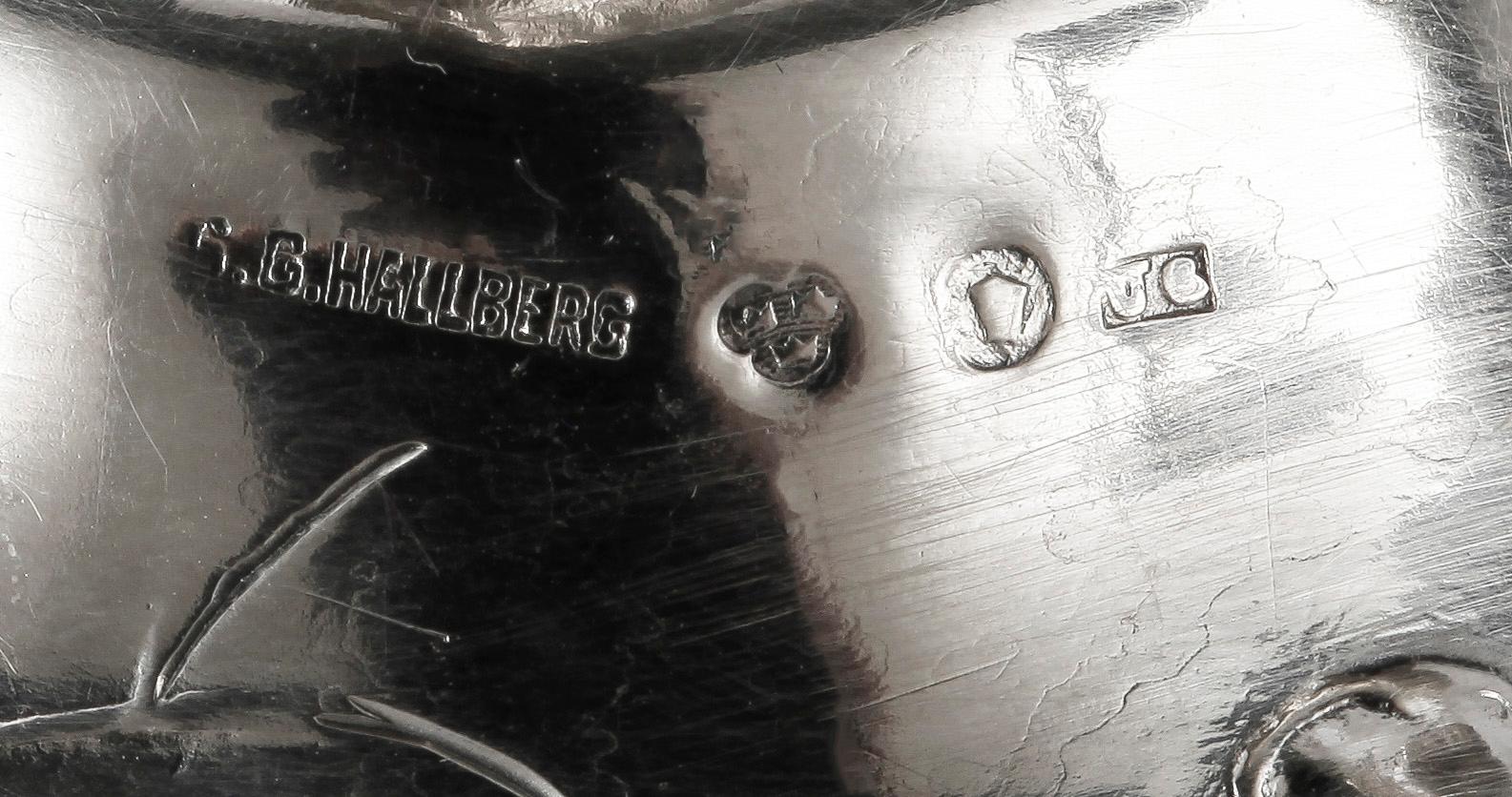 KANDELARBRAR, ett par, silver, CG Hallberg, Stockholm, 1898.