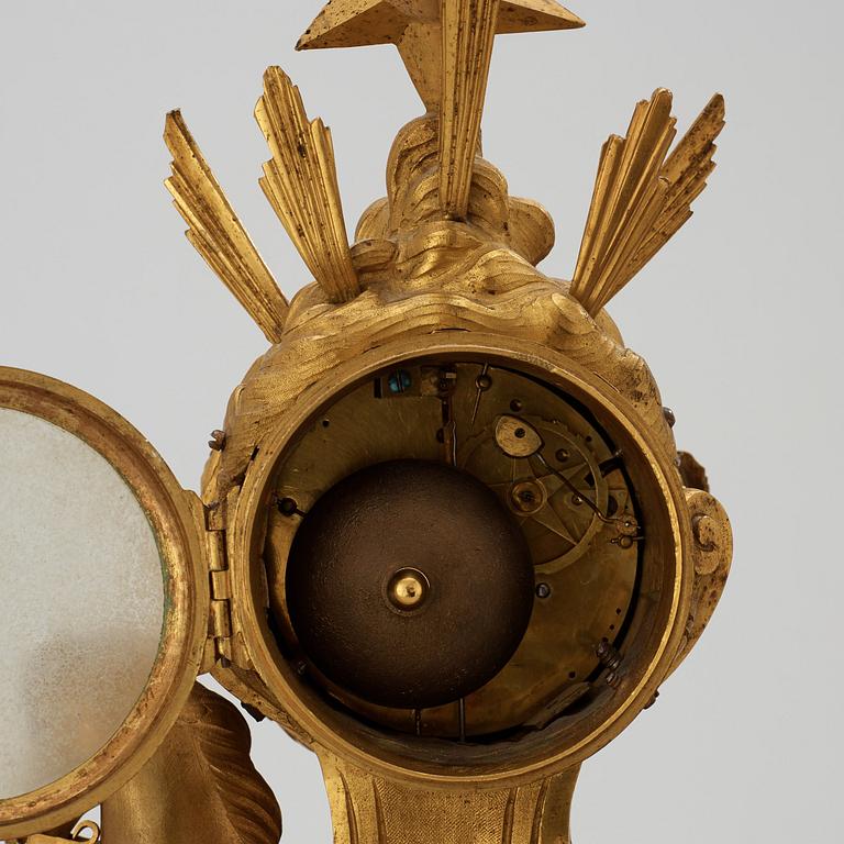 A French late 18th century gilt bronze mantel clock.