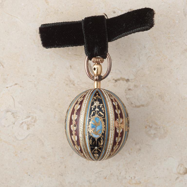 FRES. BORDIER, oval shaped pocket watch, 25 x 28 (43) mm,