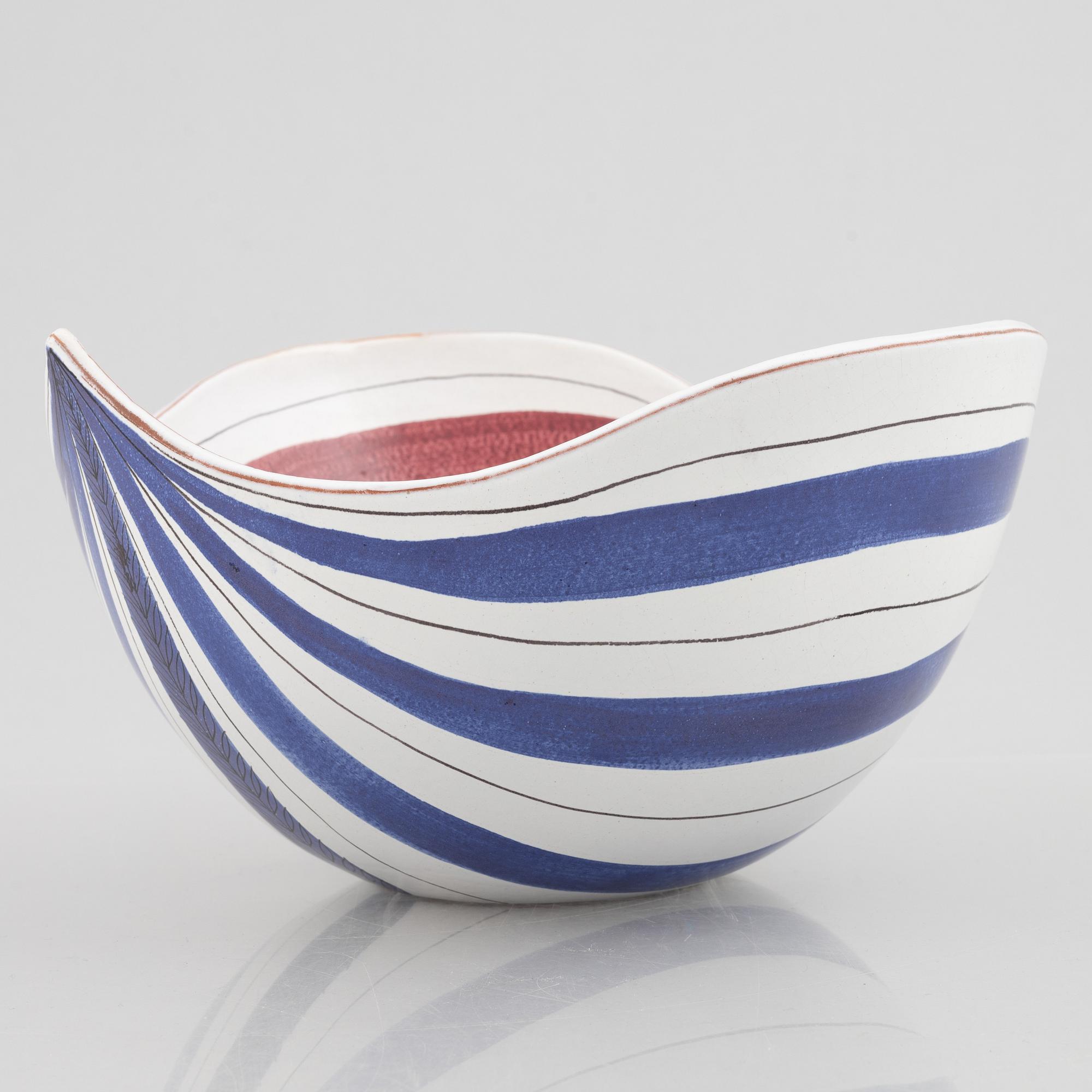 Stig Lindberg, bowl, faience, Gustavsberg studio, Sweden, circa mid-20th century.