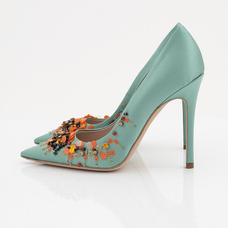 Miu Miu, a pair of embellished satin pumps, size 37.