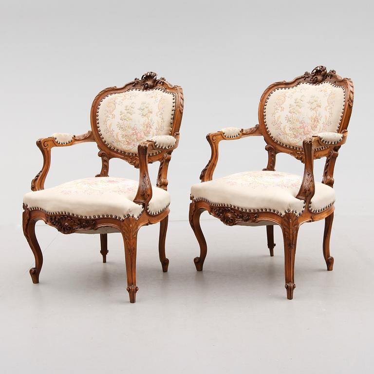 KARMSTOLAR, 1 par, rokokostil, 1900-talets första hälft.