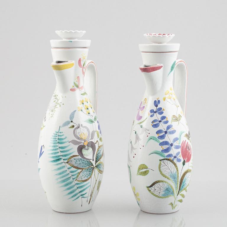 Stig Lindberg, a pair of faience jugs, Gustavsberg studio.