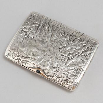 A parcel gilt samorodok low-grade silver cigarette case by Vladimir Gordon S.t Petersburg.