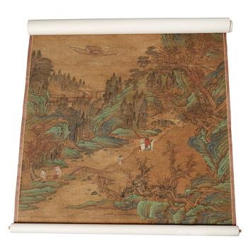 RULLMÅLNING, Qiu Yings (ca 1494-1552) efterföljd, Qingdynastin, troligen 17/1800-tal.